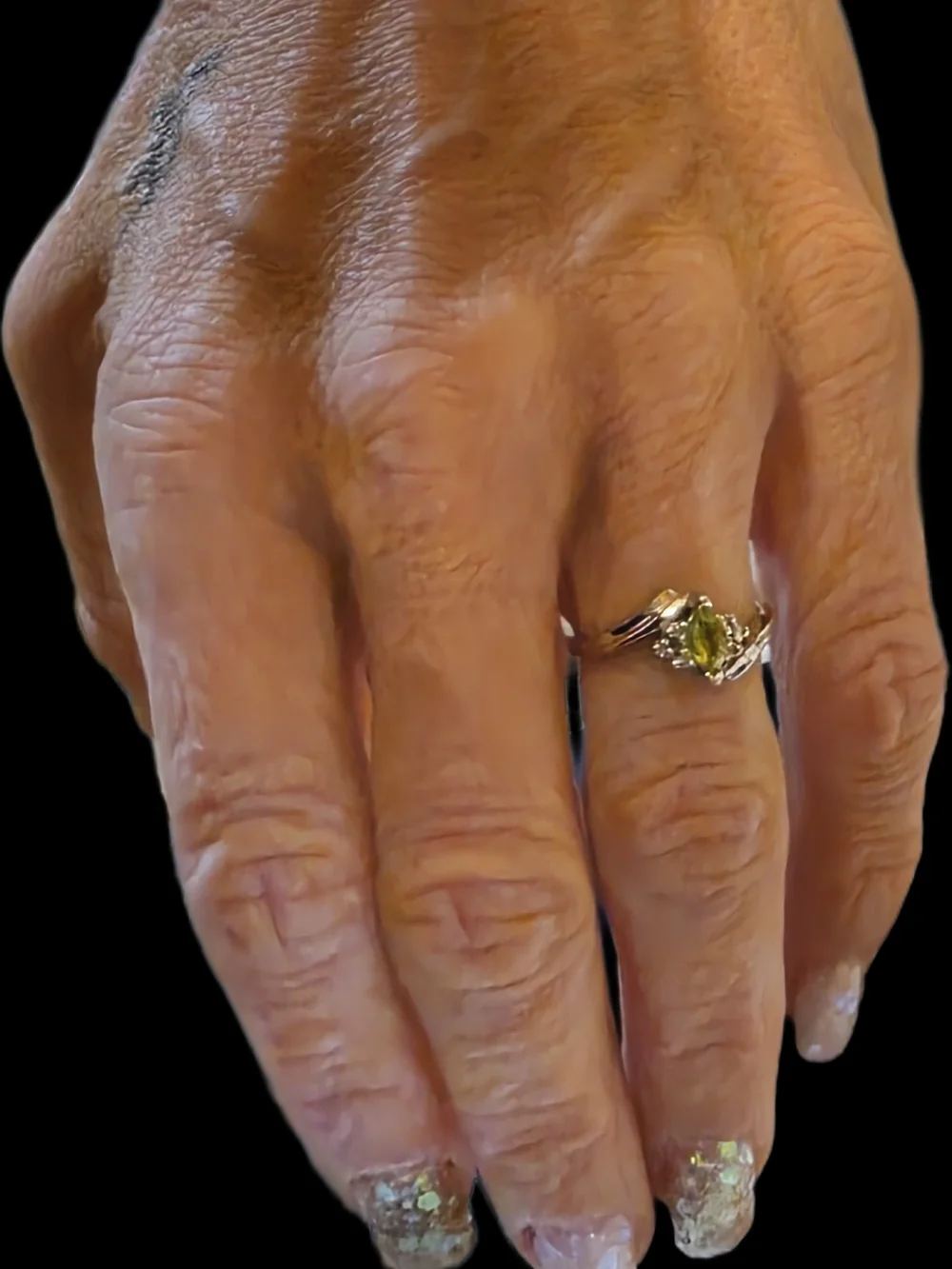 Marquise Peridot 10k White Gold Ring
